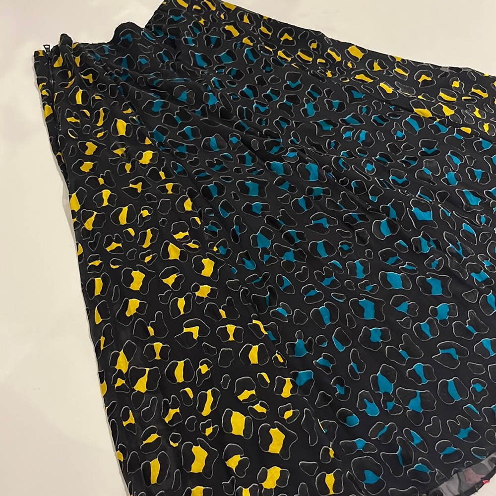 Womens Alice and Olivia pattern velvet color patches skirt